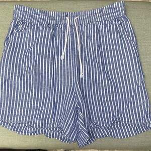 beachlunchlounge High Waist Blue and White Striped Shorts